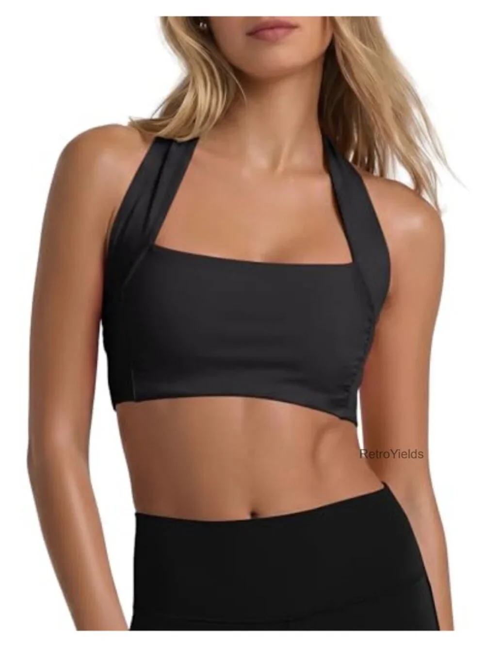 Women's Halter Sports Bra Medium Support Racerback Cropped Workout Top Pilates